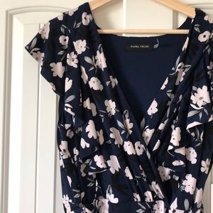 Flutter Sleeve Floral Print Jersey Dress